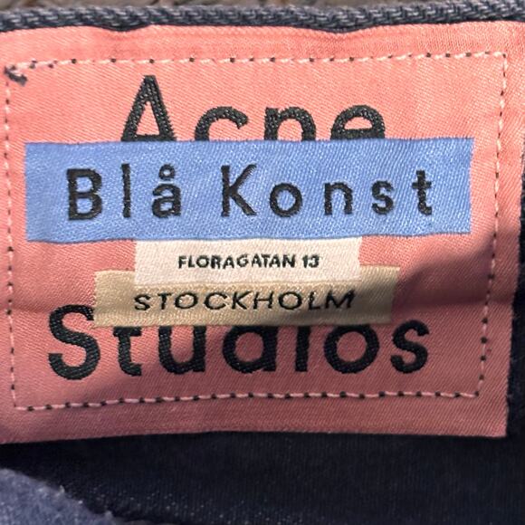Acne Studios Blå Konst 1997 Overdyed Black Straight Leg Jeans 27x34 Minimalist - Picture 7 of 11